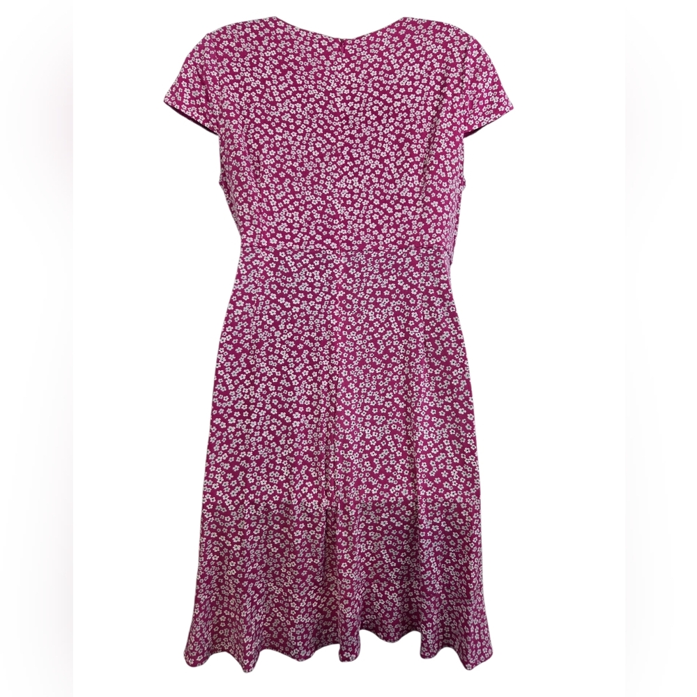 Jessica Howard Pink White Floral Texture Faux Wrap Spring Dress New With Tags - Picture 6 of 14